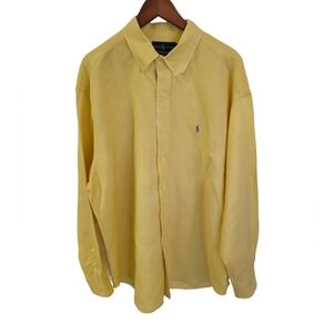Ralph Lauren Men's Blake Silk Linen Long Sleeve Yellow Shirt Size XL